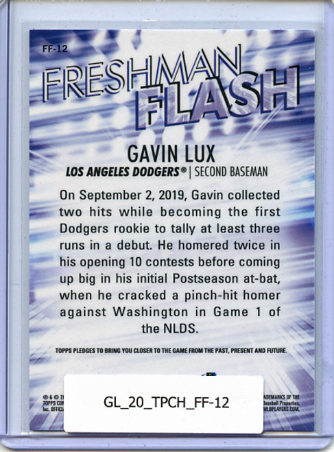 Gavin Lux 2020 Topps Chrome, Freshman Flash #FF-12
