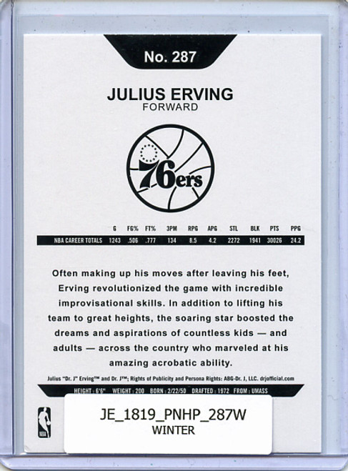 Julius Erving 2018-19 Hoops #287 Hoops Tribute Winter
