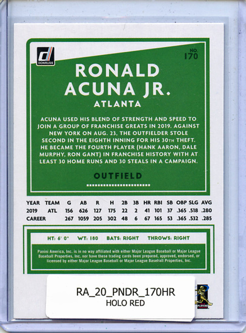 Ronald Acuna Jr. 2020 Donruss #170 Holo Red