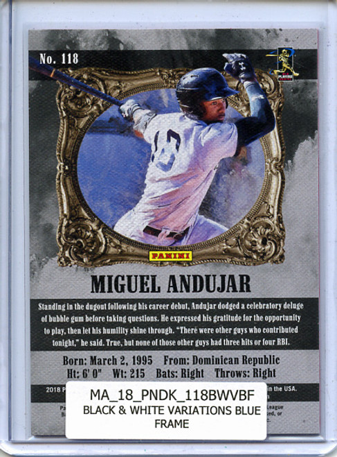 Miguel Andujar 2018 Diamond Kings #118 Black & White Variations Red Frame