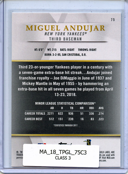 Miguel Andujar 2018 Gold Label #75 Class 3