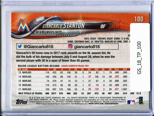 Giancarlo Stanton 2018 Topps #100