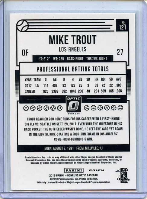 Mike Trout 2018 Donruss Optic #121 Holo (1)