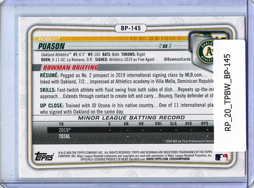 Robert Puason 2020 Bowman Prospects #BP-145