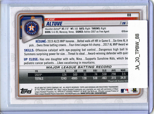 Jose Altuve 2020 Bowman #88