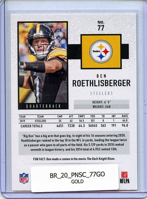 Ben Roethlisberger 2020 Score #77 Gold