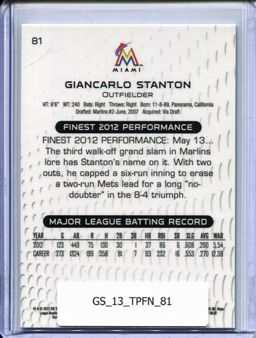 Giancarlo Stanton 2013 Finest #81