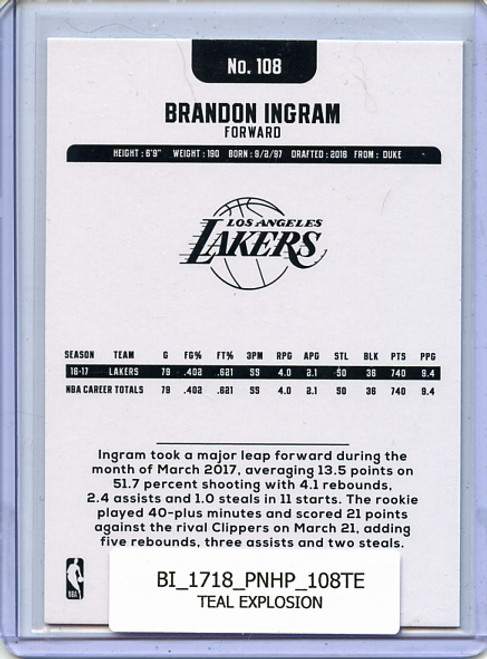 Brandon Ingram 2017-18 Hoops #108 Teal Explosion