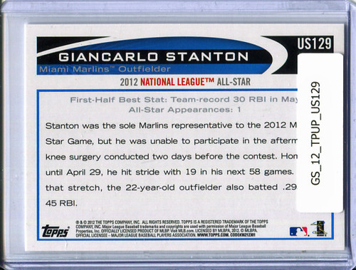 Giancarlo Stanton 2012 Topps Update #US129 All-Star