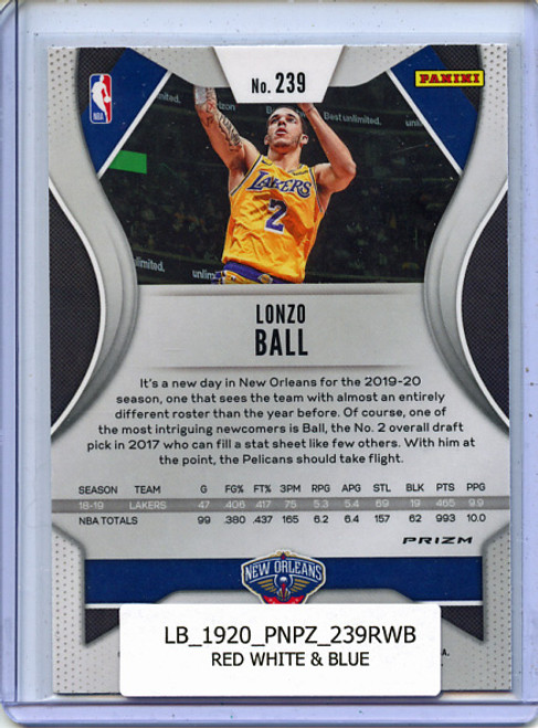 Lonzo Ball 2019-20 Prizm #239 Red White & Blue