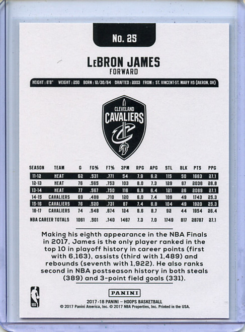 LeBron James 2017-18 Hoops #25 Platinum (3)