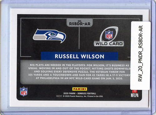 Russell Wilson 2020 Donruss, Road to the Super Bowl - Wild Card #RSBDR-AR