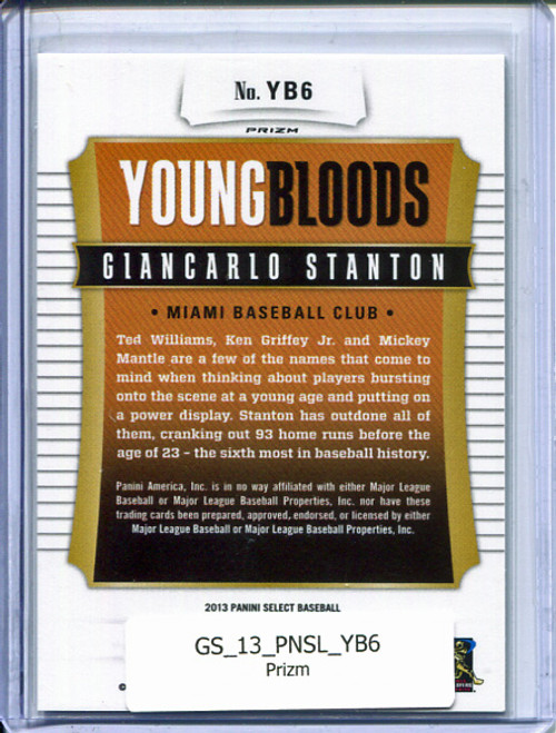 Giancarlo Stanton 2013 Select, Youngbloods #YB6 Silver