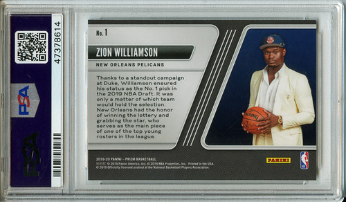 Zion Williamson 2019-20 Prizm, Luck of the Lottery #1 PSA 9 Mint (#47378614)