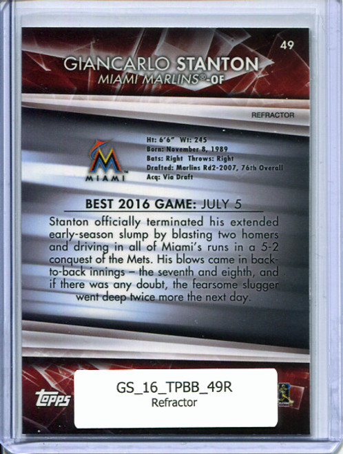 Giancarlo Stanton 2016 Bowman's Best #49 Refractor