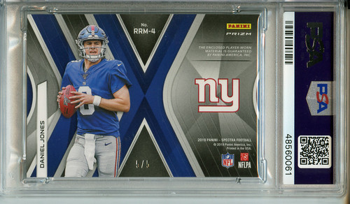 Daniel Jones 2019 Spectra, Rising Rookie Materials #RRM-4 Psychedelic (#5/5) PSA 10 Gem Mint (#48560061)