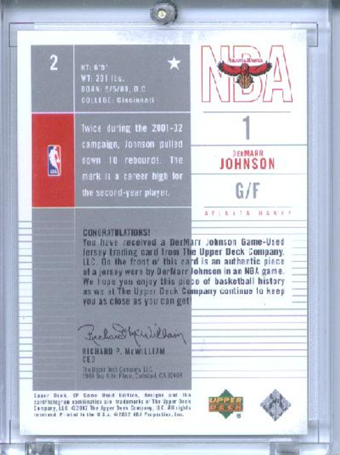 DerMarr Johnson 2002-03 SP Game Used #2 Jersey