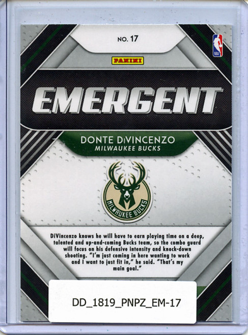 Donte DiVincenzo 2018-19 Prizm, Emergent #17