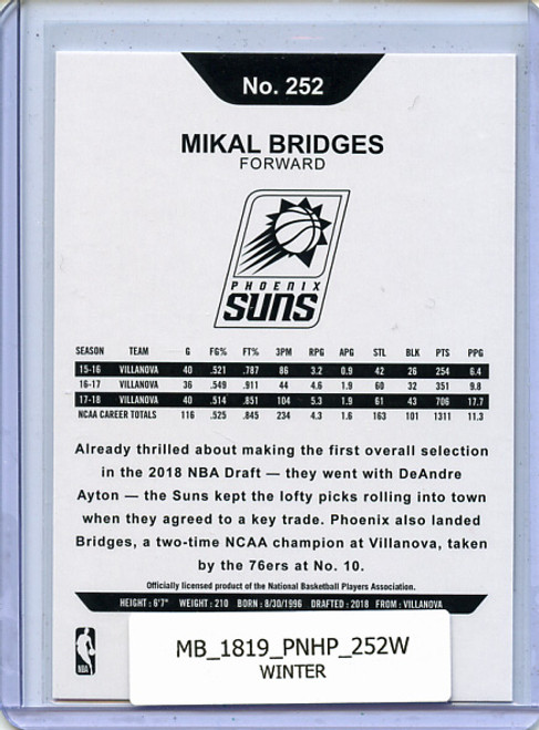 Mikal Bridges 2018-19 Hoops #252 Winter