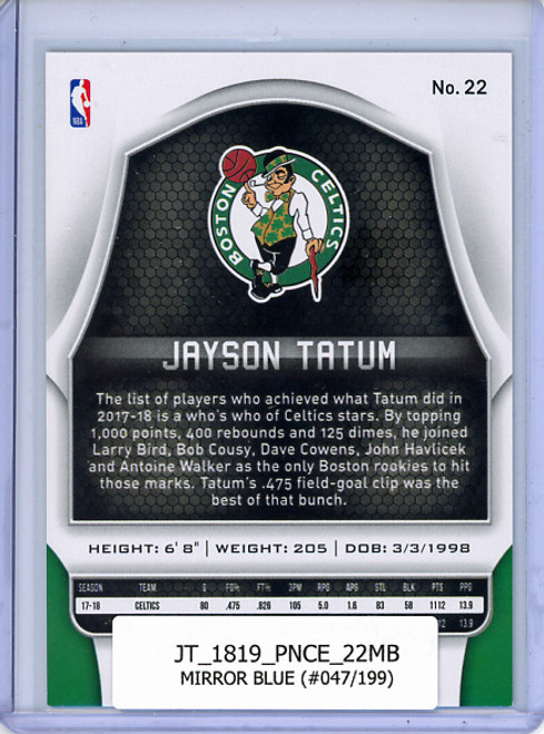 Jayson Tatum 2018-19 Certified #22 Mirror Blue (#047/199)