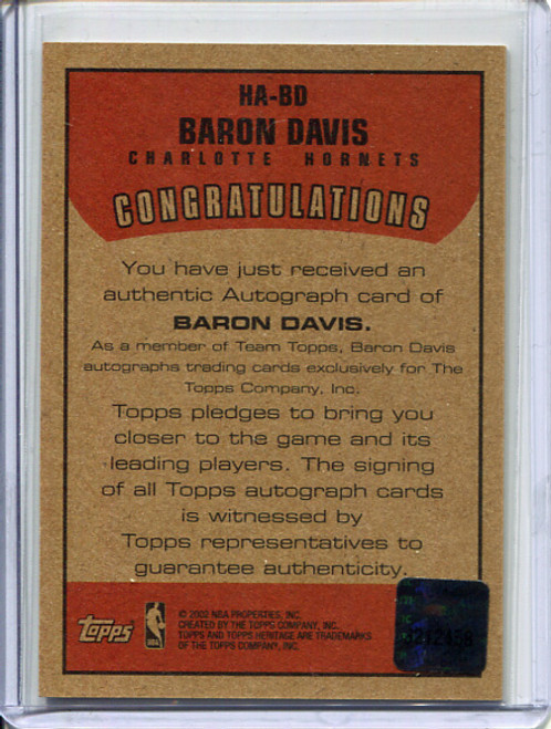 Baron Davis 2001-02 Heritage, Autographs #HA-BD