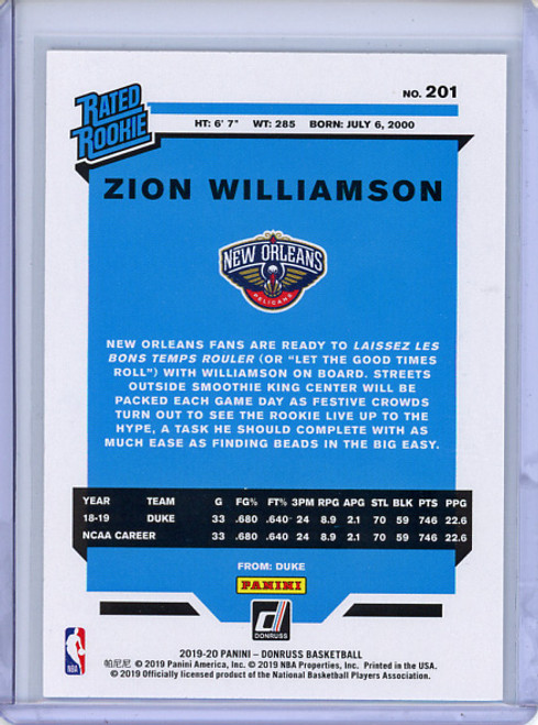 Zion Williamson 2019-20 Donruss #201 (15)