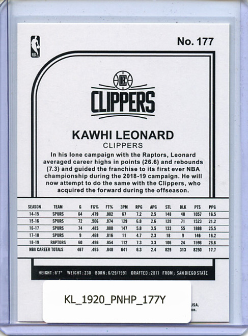 Kawhi Leonard 2019-20 Hoops #177 Yellow