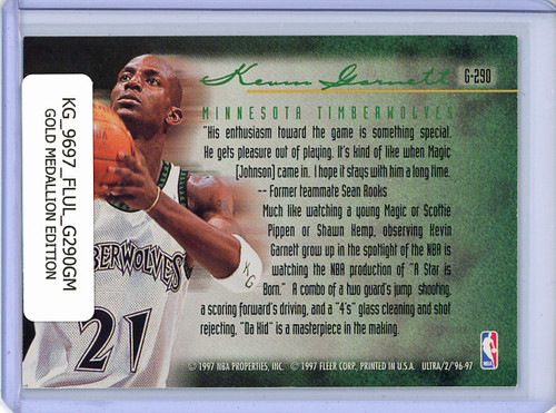 Kevin Garnett 1996-97 Ultra Gold Medallion #G290 Play of the Game