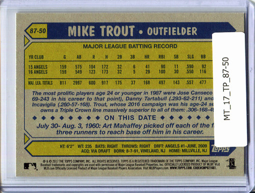 Mike Trout 2017 Topps, 1987 Topps #87-50