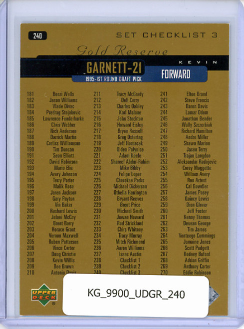 Kevin Garnett 1999-00 Gold Reserve #240 Checklist