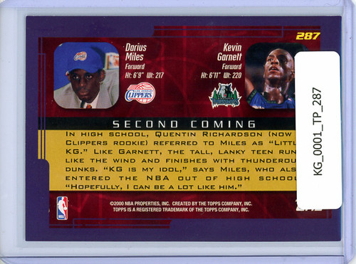 Kevin Garnett, Darius Miles 2000-01 Topps #287 Second Coming