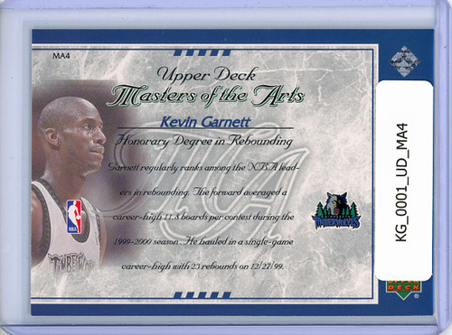 Kevin Garnett 2000-01 Upper Deck, Masters of the Arts #MA4