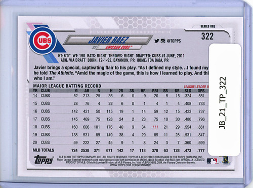 Javier Baez 2021 Topps #322