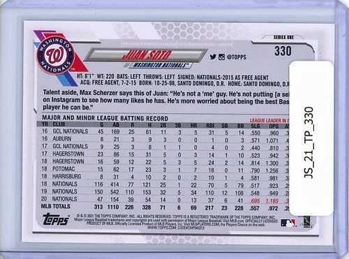 Juan Soto 2021 Topps #330