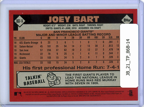 Joey Bart 2021 Topps, 1986 Topps #86B-14