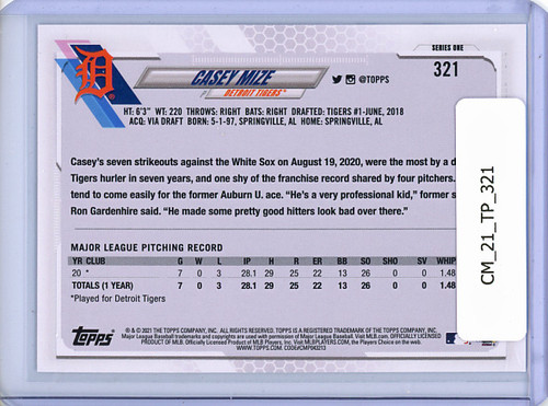 Casey Mize 2021 Topps #321