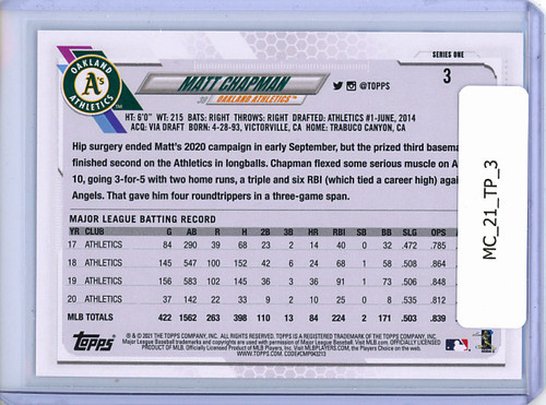 Matt Chapman 2021 Topps #3