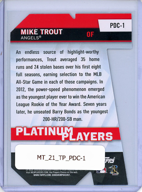 Mike Trout 2021 Topps, Platinum Players Die Cuts #PDC-1