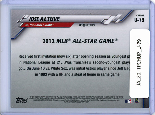 Jose Altuve 2020 Topps Chrome Update #U-79 2012 All-Star Game