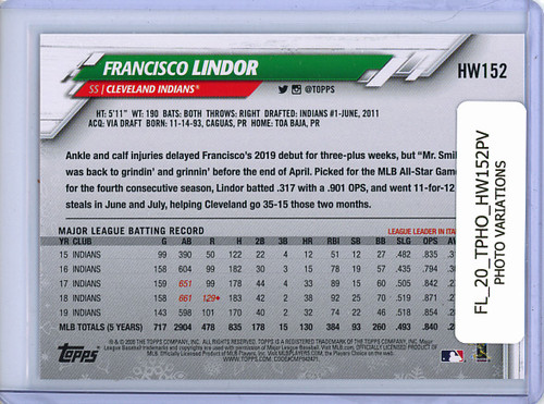 Francisco Lindor 2020 Topps Holiday #HW152 Photo Variations - Scarf