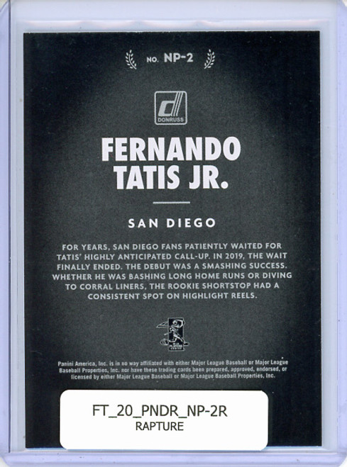 Fernando Tatis Jr. 2020 Donruss, Now Playing #NP-2 Rapture