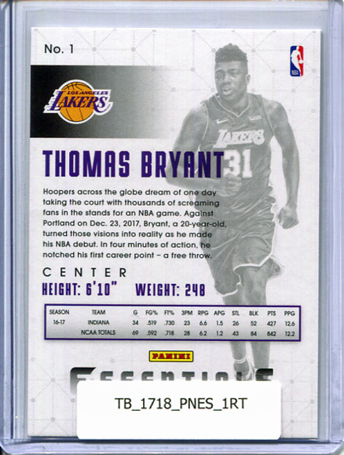 Thomas Bryant 2017-18 Essentials #1 Retail