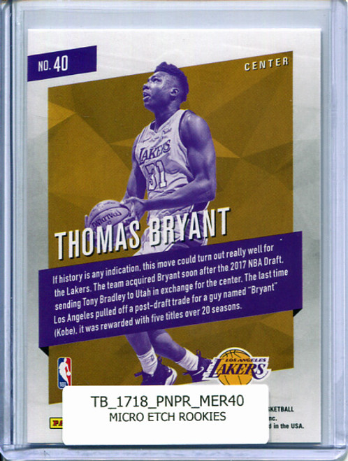 Thomas Bryant 2017-18 Prestige, Micro Etch Rookies #40