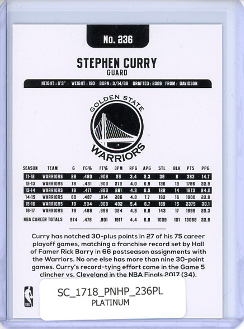 Stephen Curry 2017-18 Hoops #236 Platinum