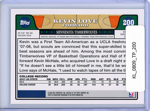 Kevin Love 2008-09 Topps #200