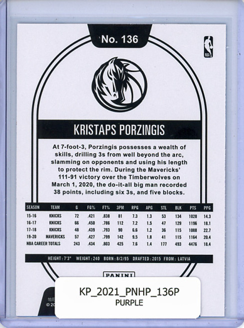 Kristaps Porzingis 2020-21 Hoops #136 Purple