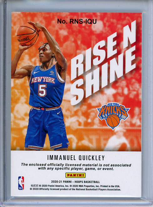 Immanuel Quickley 2020-21 Hoops, Rise N Shine Memorabilia #RNS-IQU (1)