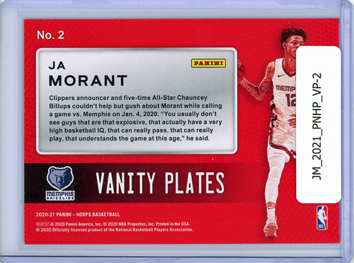 Ja Morant 2020-21 Hoops, Vanity Plates #2