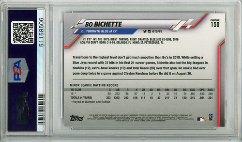 Bo Bichette 2020 Topps Chrome #150 PSA 10 Gem Mint (#51158506)