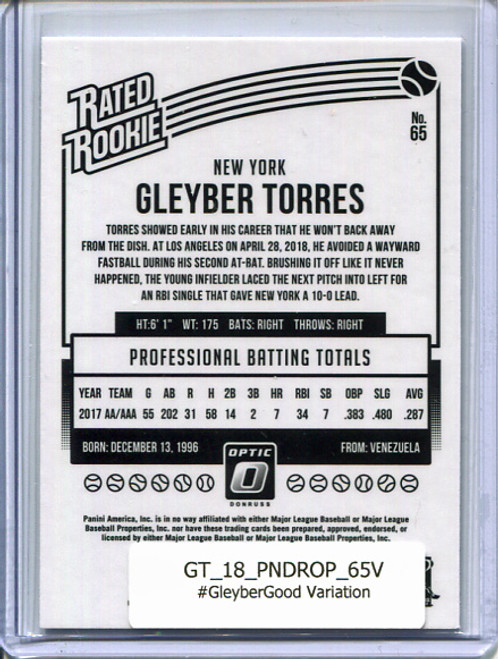 Gleyber Torres 2018 Donruss Optic #65 Variation #GleyberGood